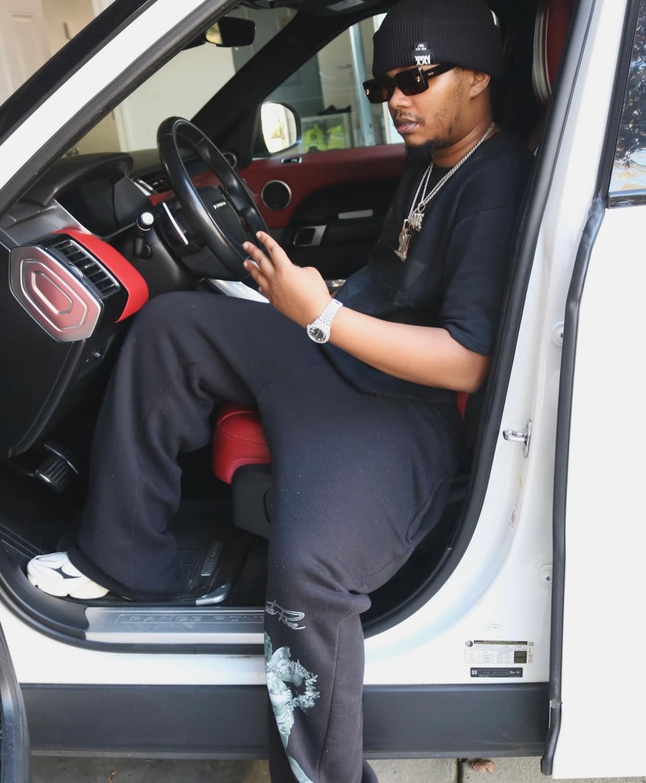 Black Fresco Double Waisted Sweats