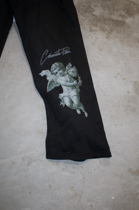Black Fresco Double Waisted Sweats